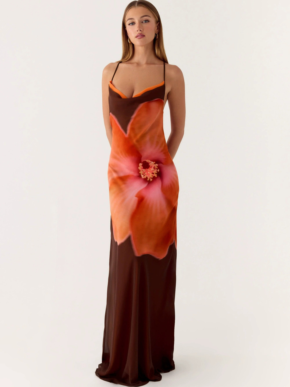 ZARA Trendy Halter Neck Printed Slimming Waist Maxi Dress